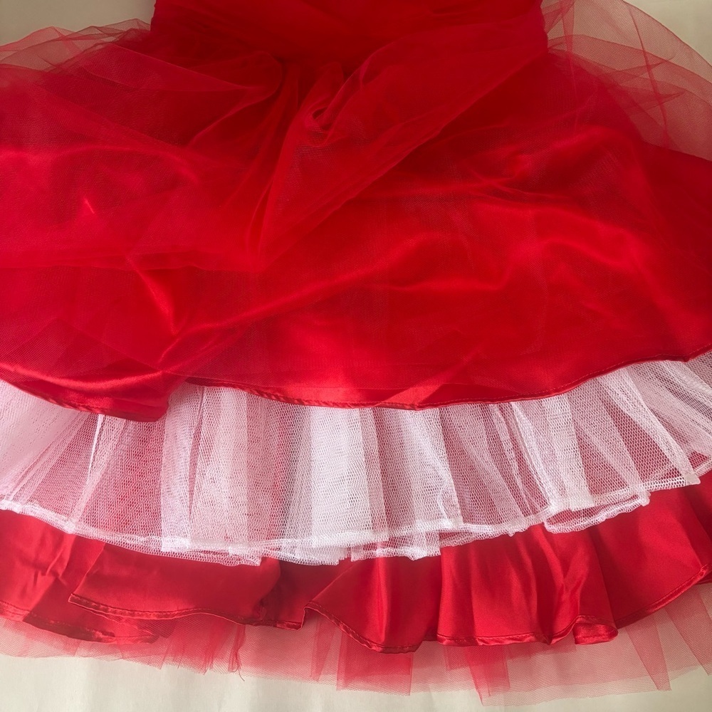 Masquerade Red Tulle Strapless Sweetheart Mini Party Dress Women’s Size 7/8 - Picture 10 of 14
